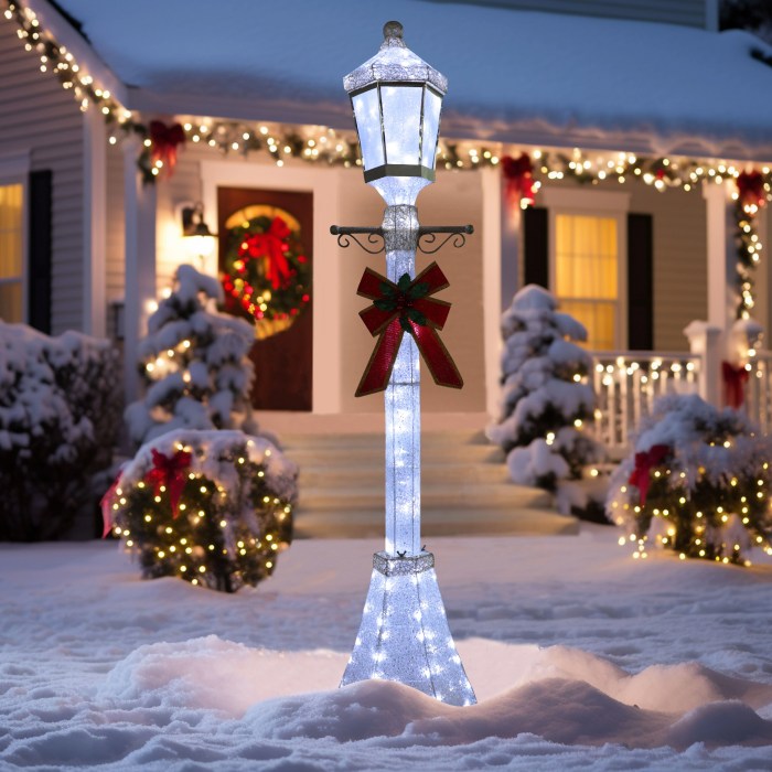 Lighted lamppost decorations holiday snowman